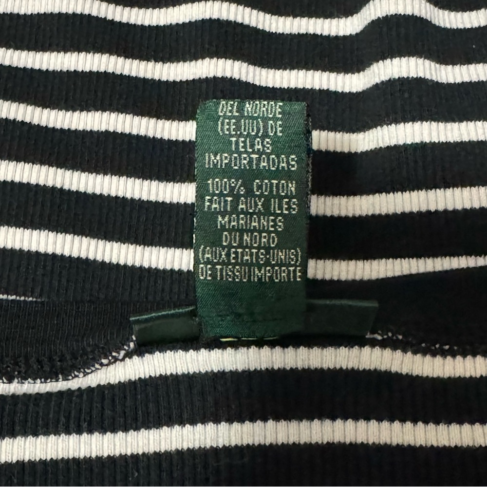Lauren Ralph Lauren | Black & White Stripe Boat Neck Top Size Large - Picture 5 of 7